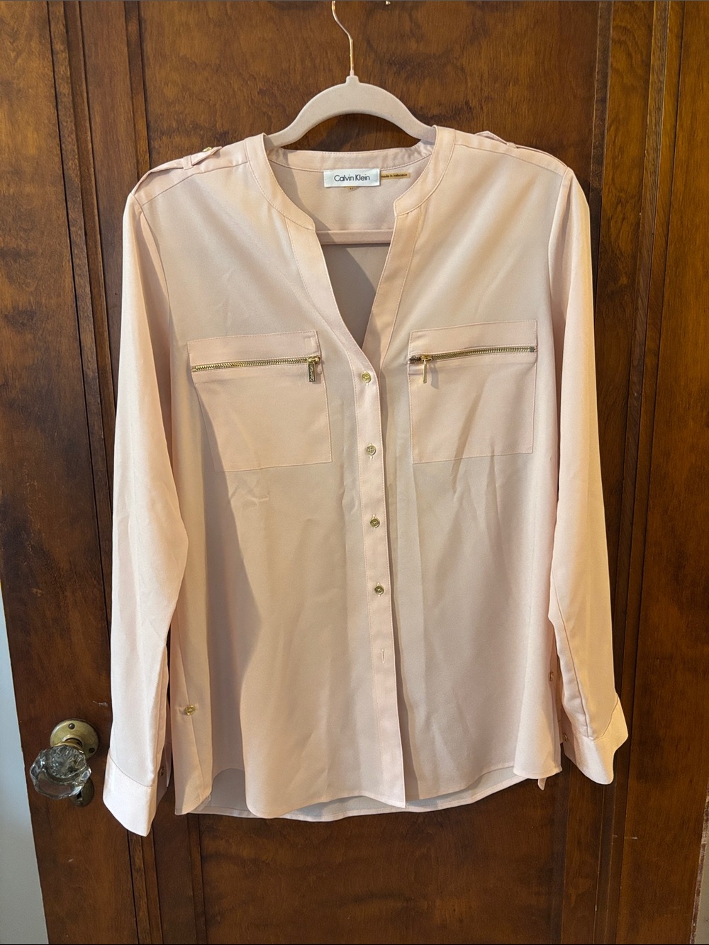 Calvin Klein Light Pink Blouse w/ Gold Hardware Size M